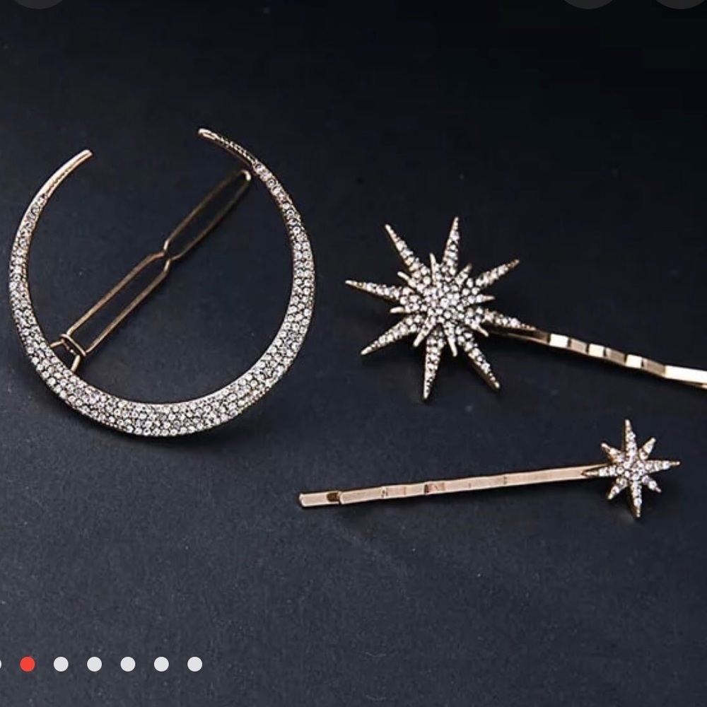 🌙 Crescent Moon and Stars ⭐️  Hairpiece Set